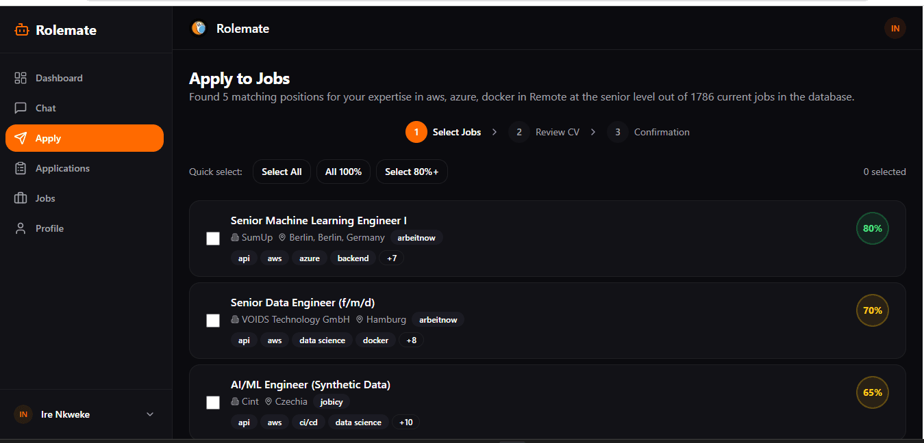 RoleMate — Apply page